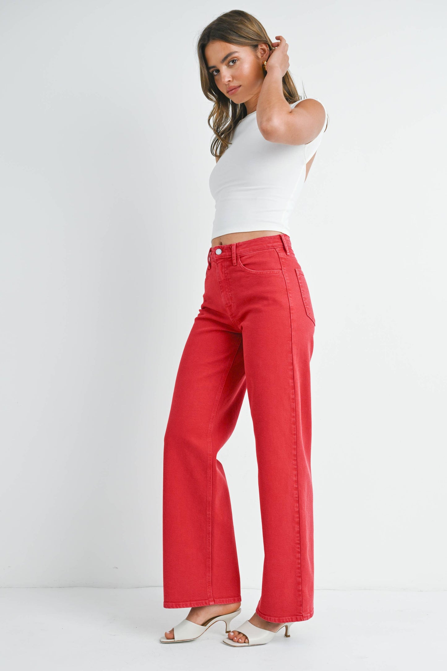 JUST BLACK DENIM - BP453J - VINTAGE RED - Relaxed Wide Leg
