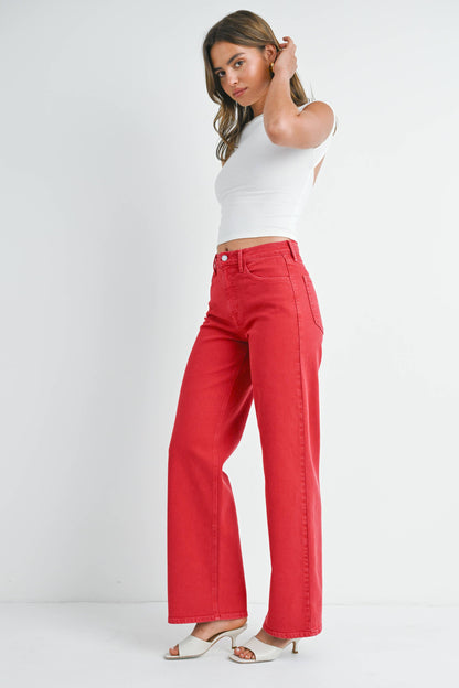 JUST BLACK DENIM - BP453J - VINTAGE RED - Relaxed Wide Leg