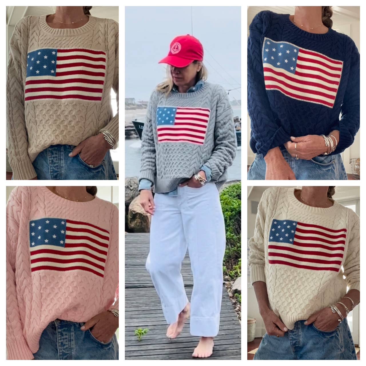 Pink Pineapple - Cable Flag Sweater in 5 colors