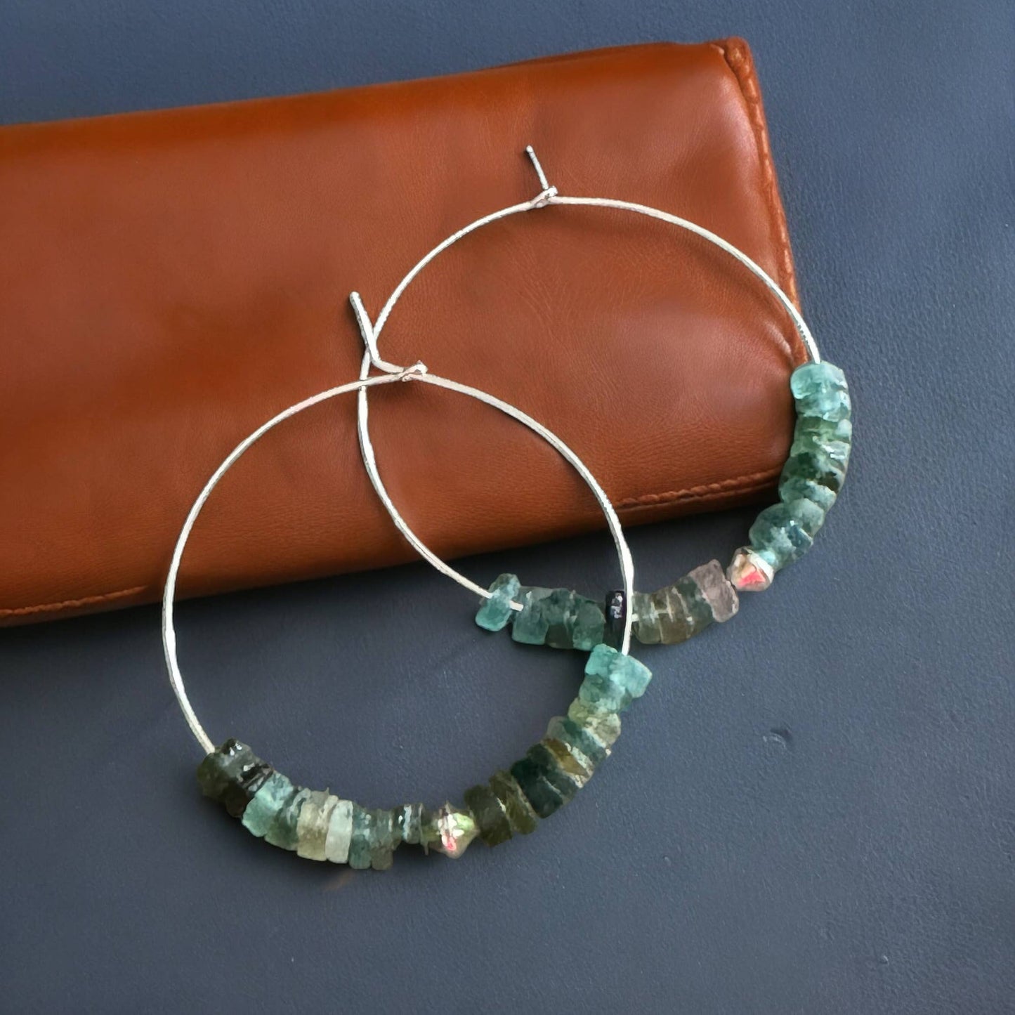 Jackie Gallagher Designs - Handmade Coastal Jewelry - Roman Glass 45mm Sterling Silver Hoops