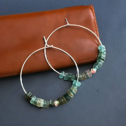 Jackie Gallagher Designs - Handmade Coastal Jewelry - Roman Glass 45mm Sterling Silver Hoops