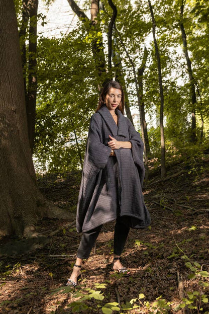 SAACHI - Comfy Oversized Waffle Knit Collared Jacket