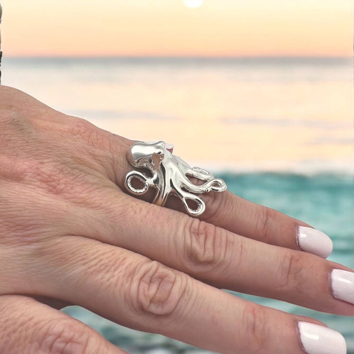 Big Blue by Roland St John - Octopus Ring Sterling Silver Adjustable Octopus Ring Sea Life Ring Scuba Diving Jewelry Gifts For Octopus Lovers