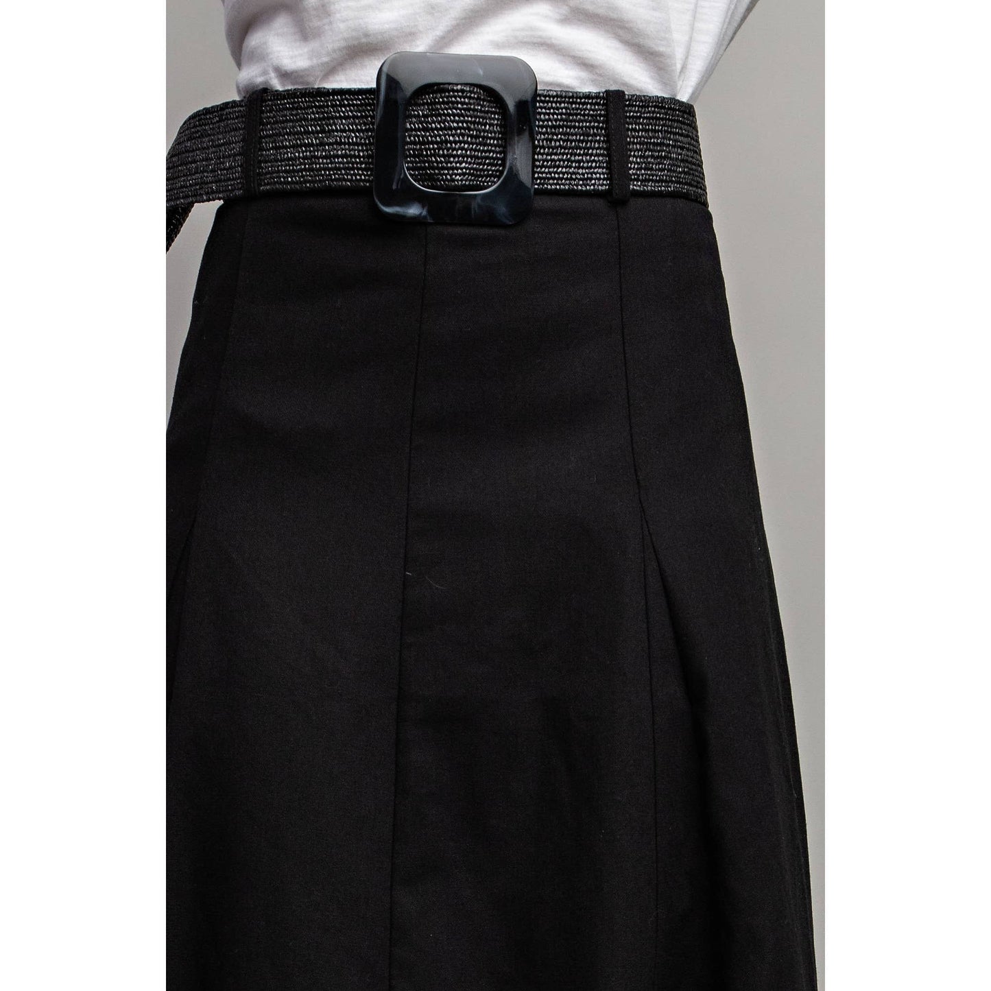 Sweet Generis - LINEN MAXI FLARE SKIRT with TRIM BELT