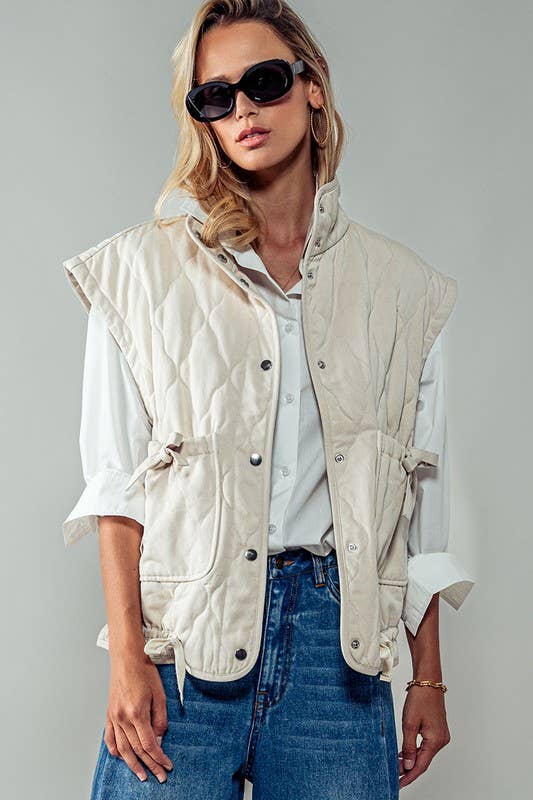 Urban Daizy - FRESH AIR QUILTED VEST : PINK / S-2/M-2/L-2