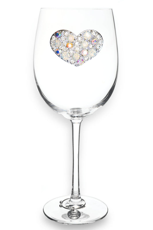 The Queens' Jewels® - Multi Stone Heart Jeweled Stemmed Wine Glass