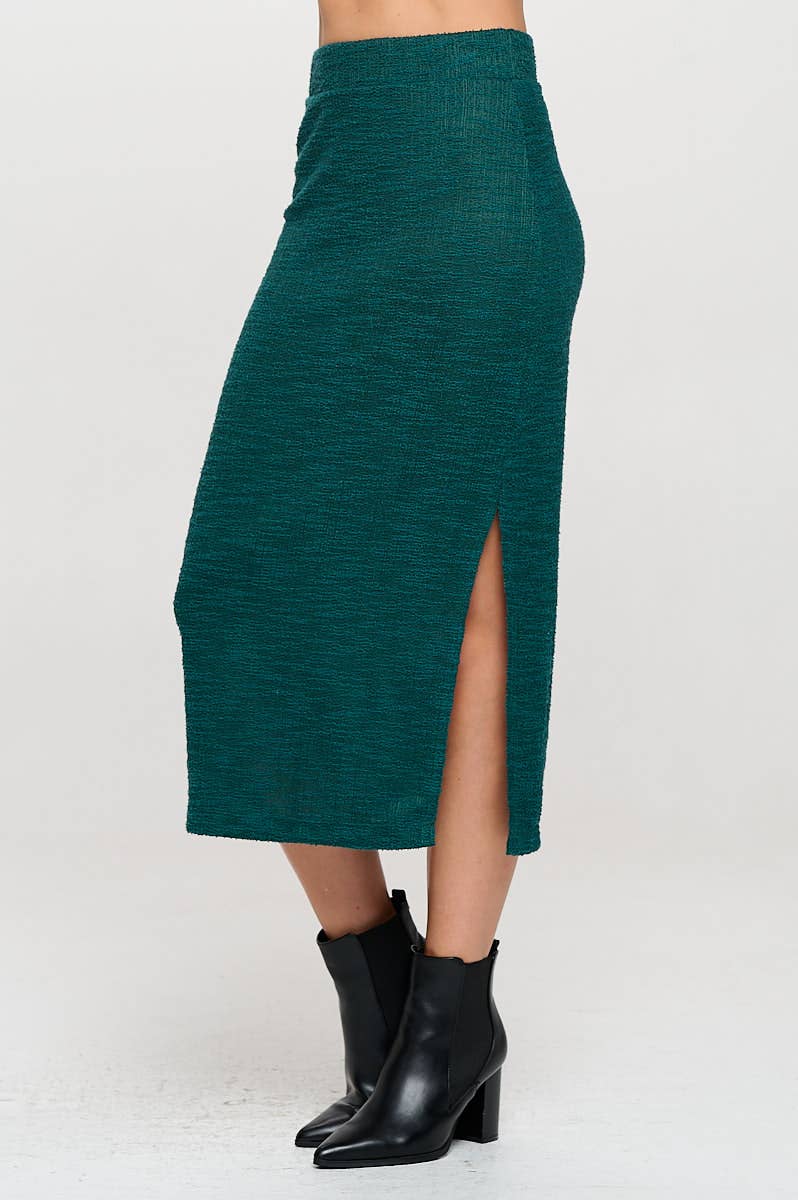 Renee C. - Made in USA Boude Knit Midi Skirt with Elastic Waistband
