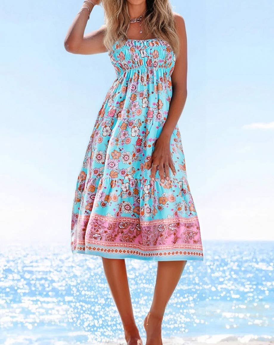 Rosa Clothing - Swing Style Bohemia Ethnic Floral maxi skirt