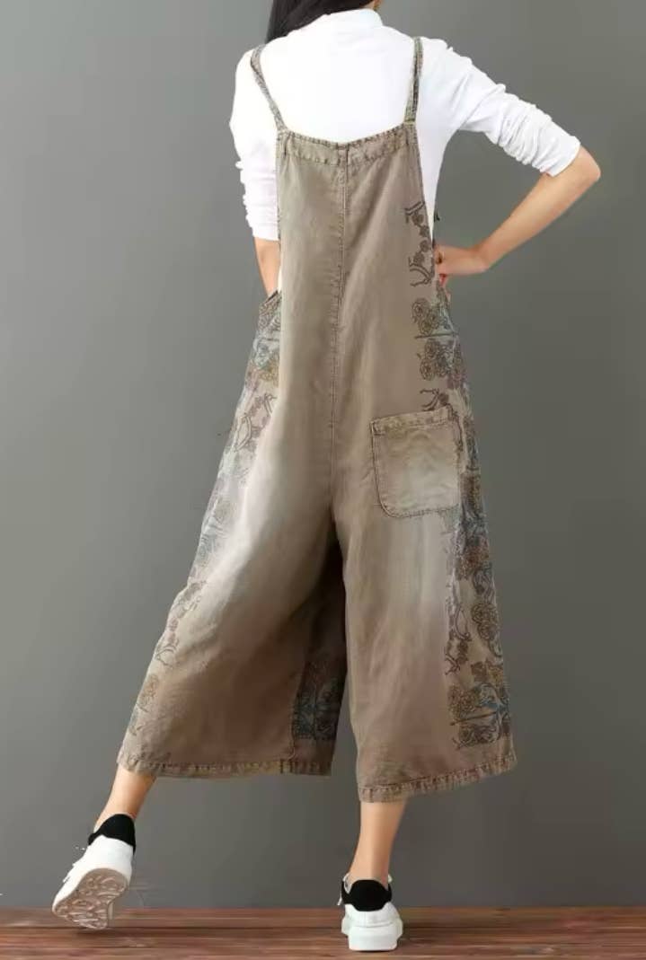 Serenity Collective - Denim Vintage Print Overall Jumper