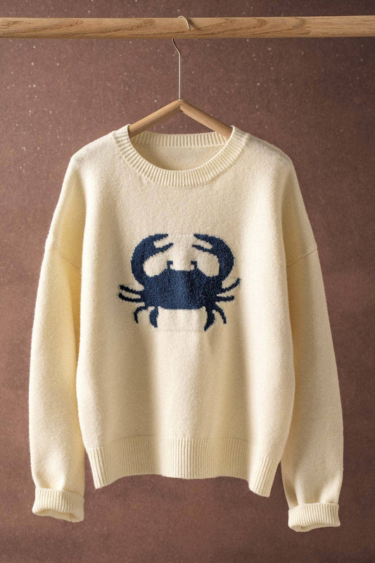Urban Daizy - Crab Graphic Relaxed Knit Sweater