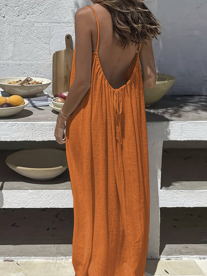 Rosa Clothing - Boho Beach Backless Tie Multi Color Cami Dress