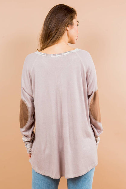 Orange Farm Clothing - Oversized Elbow Patch Tunic-2 Colors: BLACK / MEDIUM