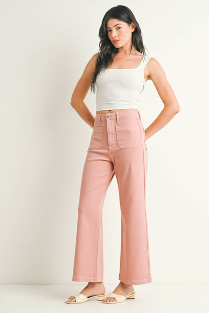 JUST BLACK DENIM - BP433J - DUSTY CORAL - Patch Pocket Wide Leg