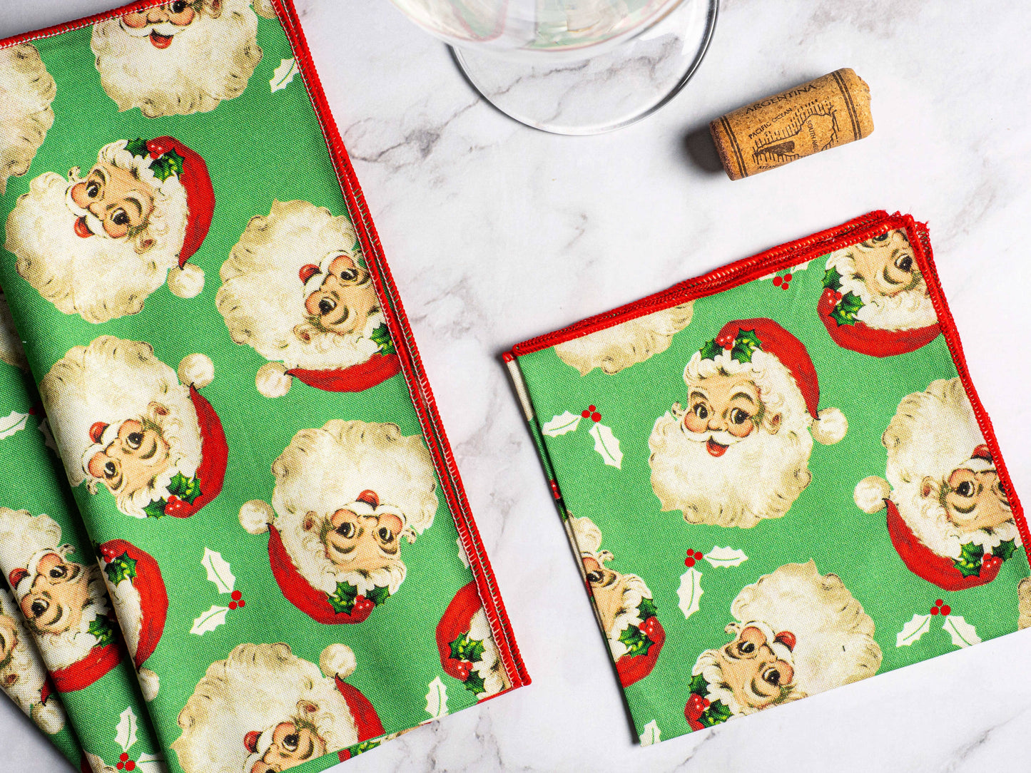 Dot and Army - Vintage Santa Cloth Napkins, set of four