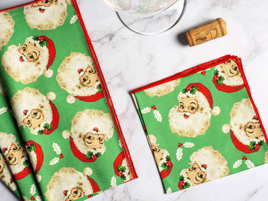Dot and Army - Vintage Santa Cloth Napkins, set of four