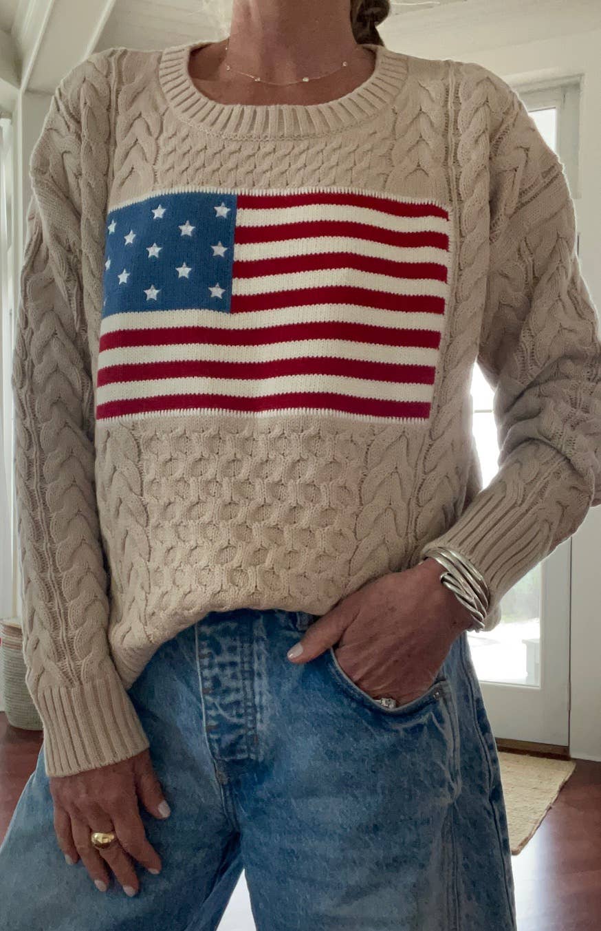 Pink Pineapple - Cable Flag Sweater in 5 colors