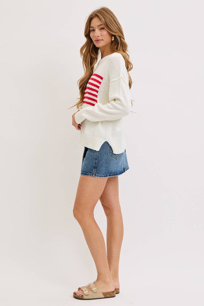 Sweet Lovely by Jen - AMERICAN FLAG SWEATER TOP