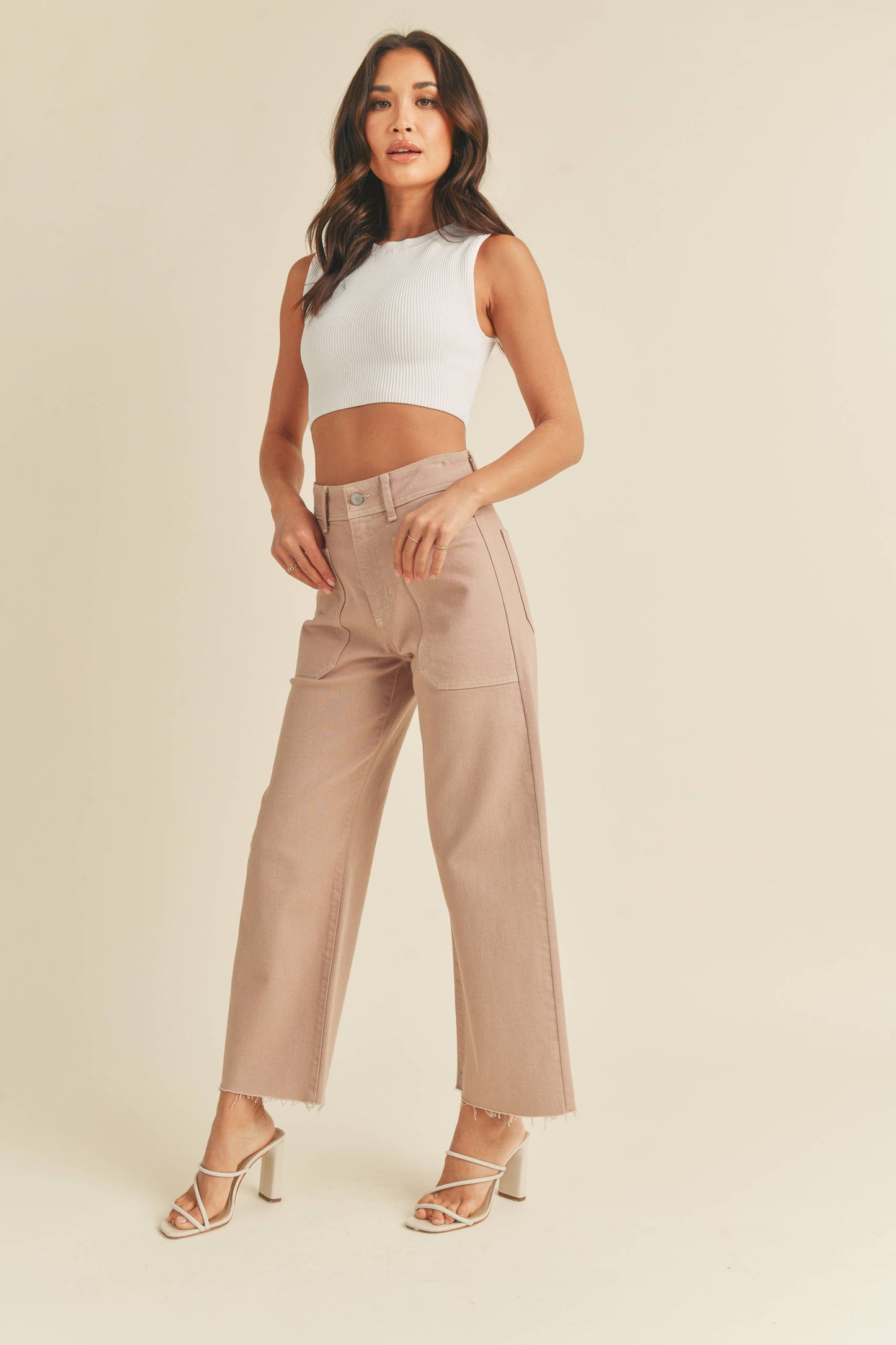 JUST BLACK DENIM - BP353J - CLAY - HR Utility Wide Leg