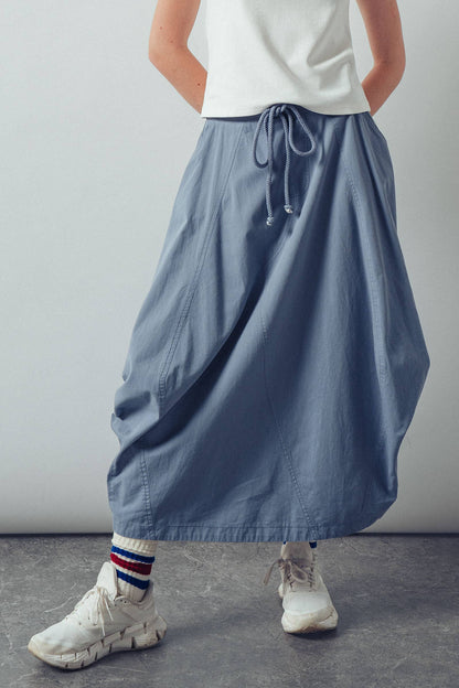 Urban Daizy - Balloon Hem Drawstring Maxi Skirt