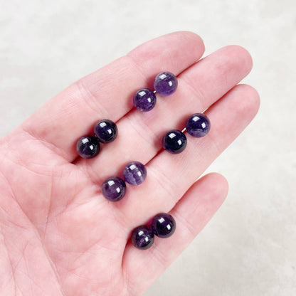 Ewelina Pas Jewelry - Silver 8mm Amethyst Orb Stud Earrings