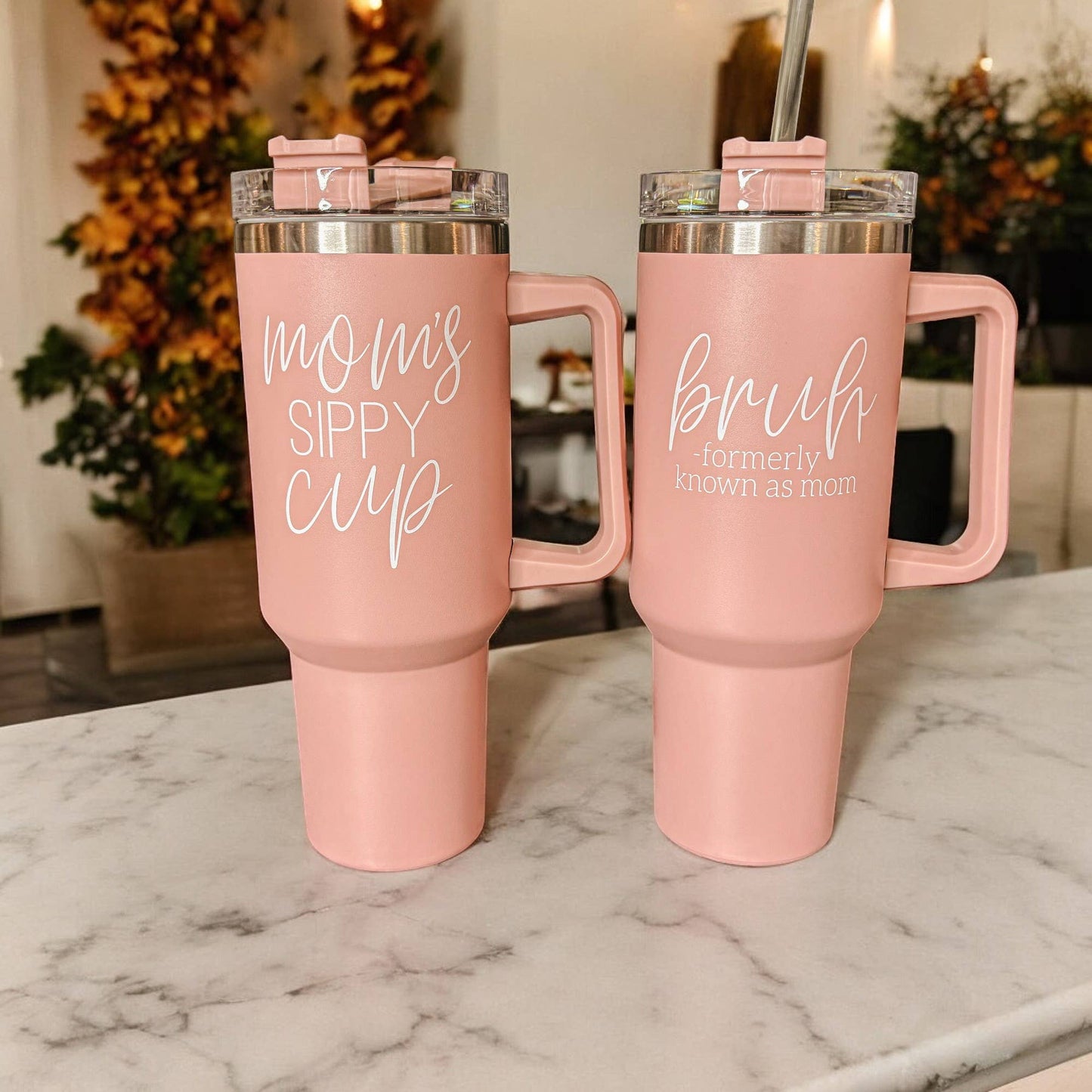 Gia Roma - Mom's Sippy Cup, Back to School Gift, 40 oz Pink Tumbler Lid: Mom's Sippy-Pink