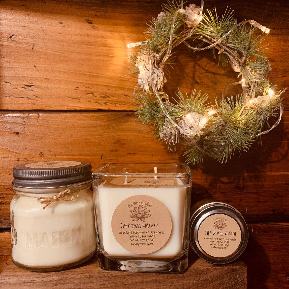 The Happy Lotus - Christmas Wreath Candles - Holiday Scent