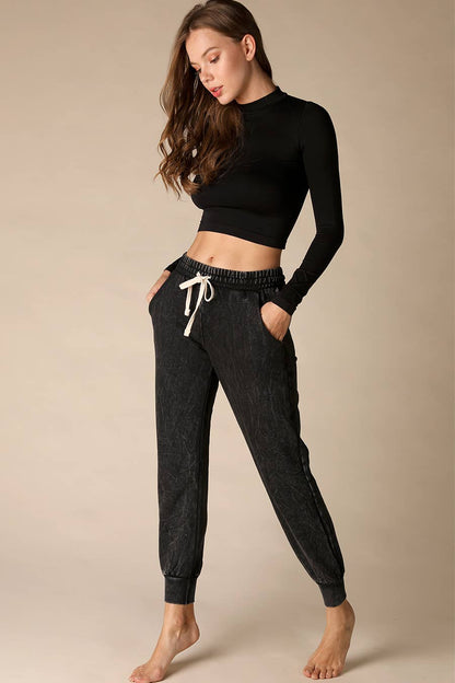 NIKIBIKI - NS7606 - Mock Neck Crop Top: 6 Black