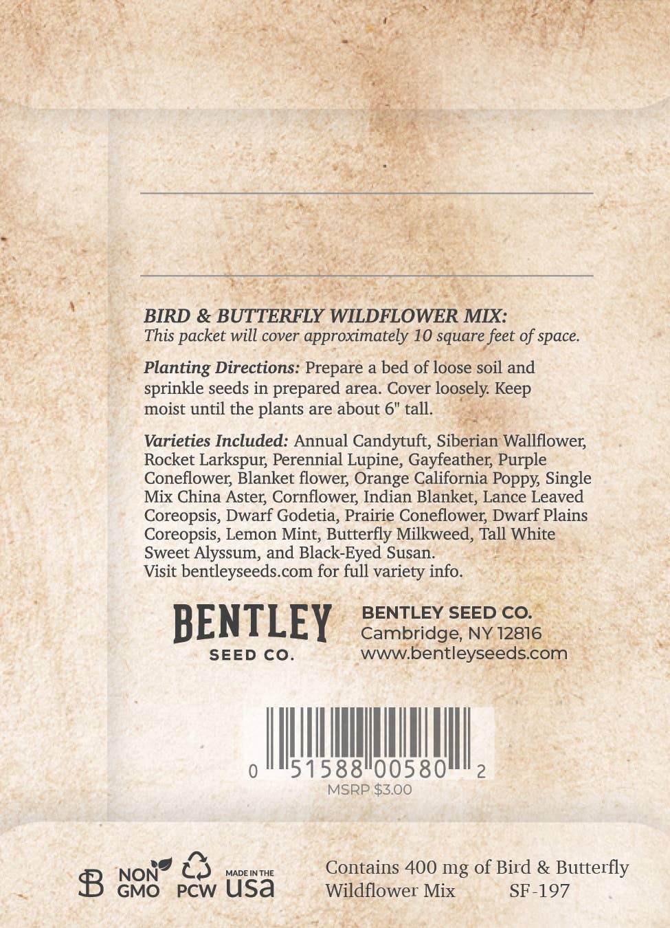 Bentley Seed Co. - Snowy Cardinal Holiday Gift Tag - Wildflower Mix Seed Packet