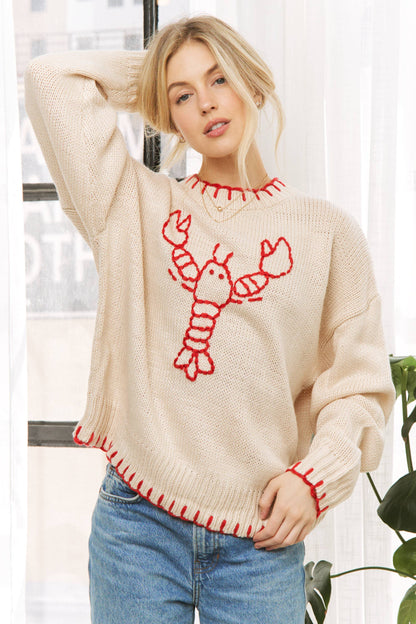 Sweet Generis - MY LOVELY LOBSTER CASUAL PULLOVER SWEATER