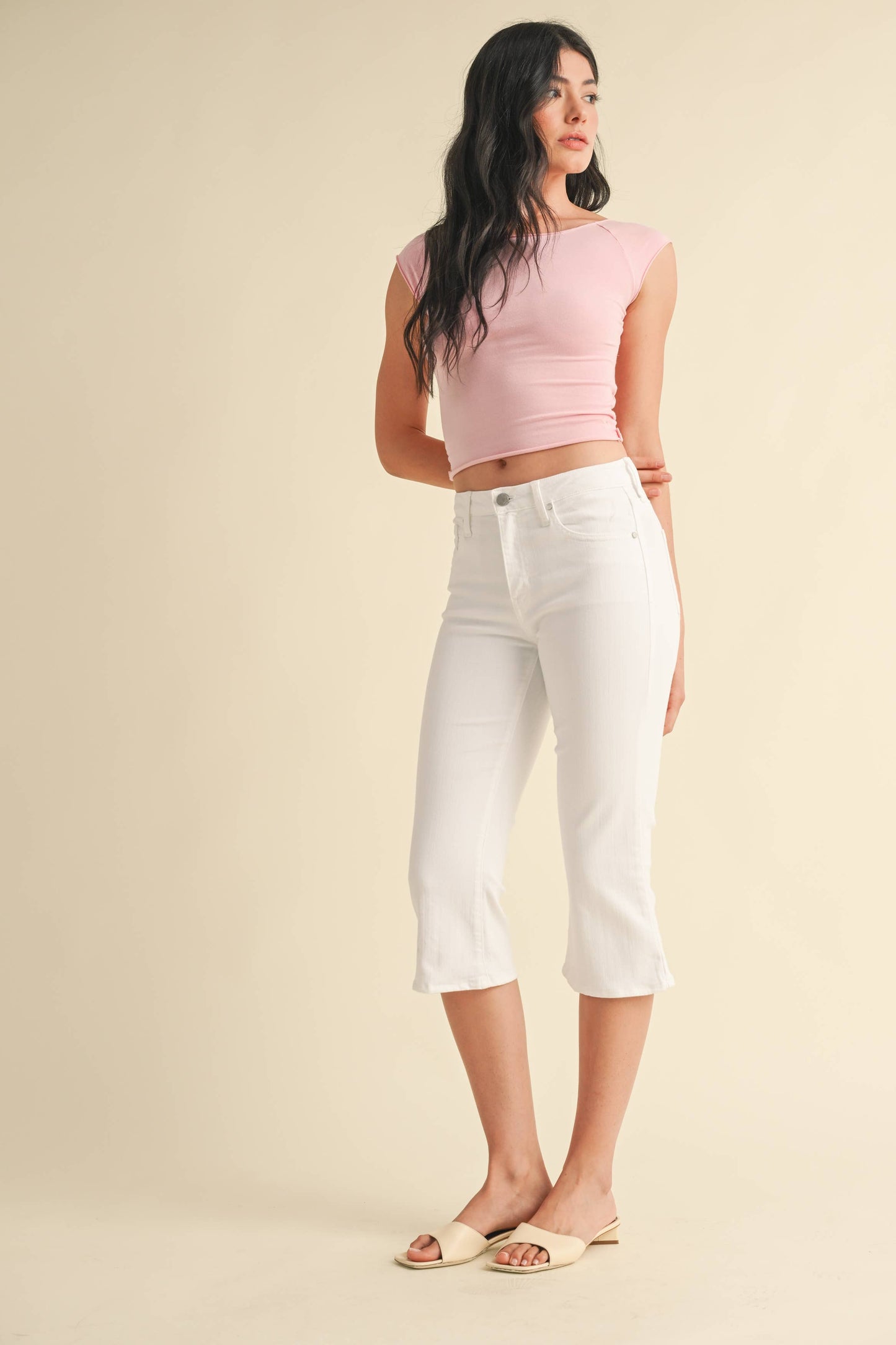 JUST BLACK DENIM - BP493J - WHT - Capri