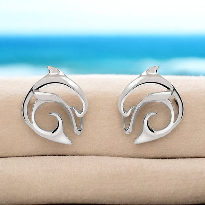 Big Blue by Roland St John - Dolphin Post Earrings Sterling Silver- Dolphin Stud Earrings for Women, Dolphin Charm Earrings, Dolphin Stud Earrings Sterling Silver