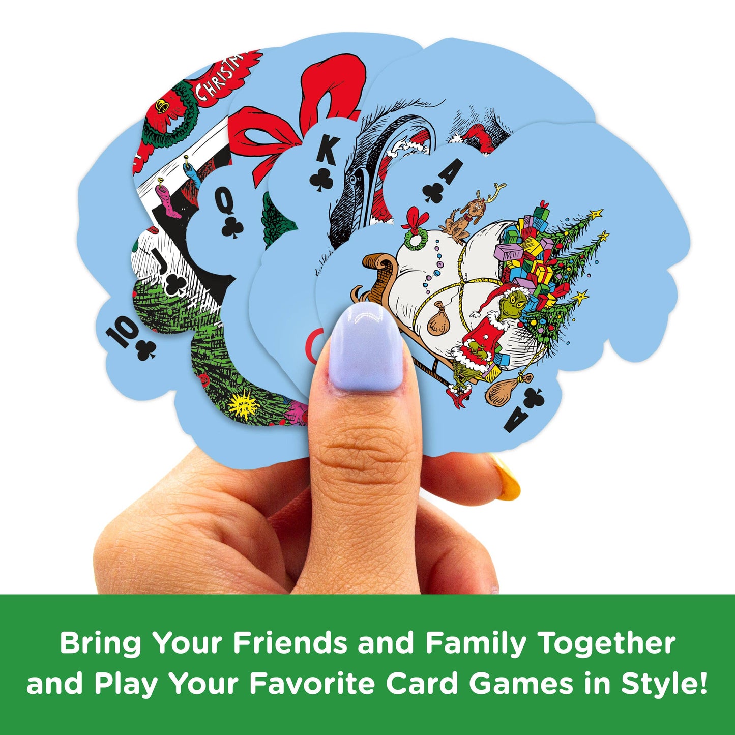 AQUARIUS, GAMAGO, ICUP, & ROCK SAWS by NMR Brands - The Grinch Christmas Shaped Playing Cards