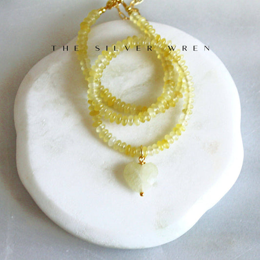The Silver Wren - Soft Yellow Beaded Necklace