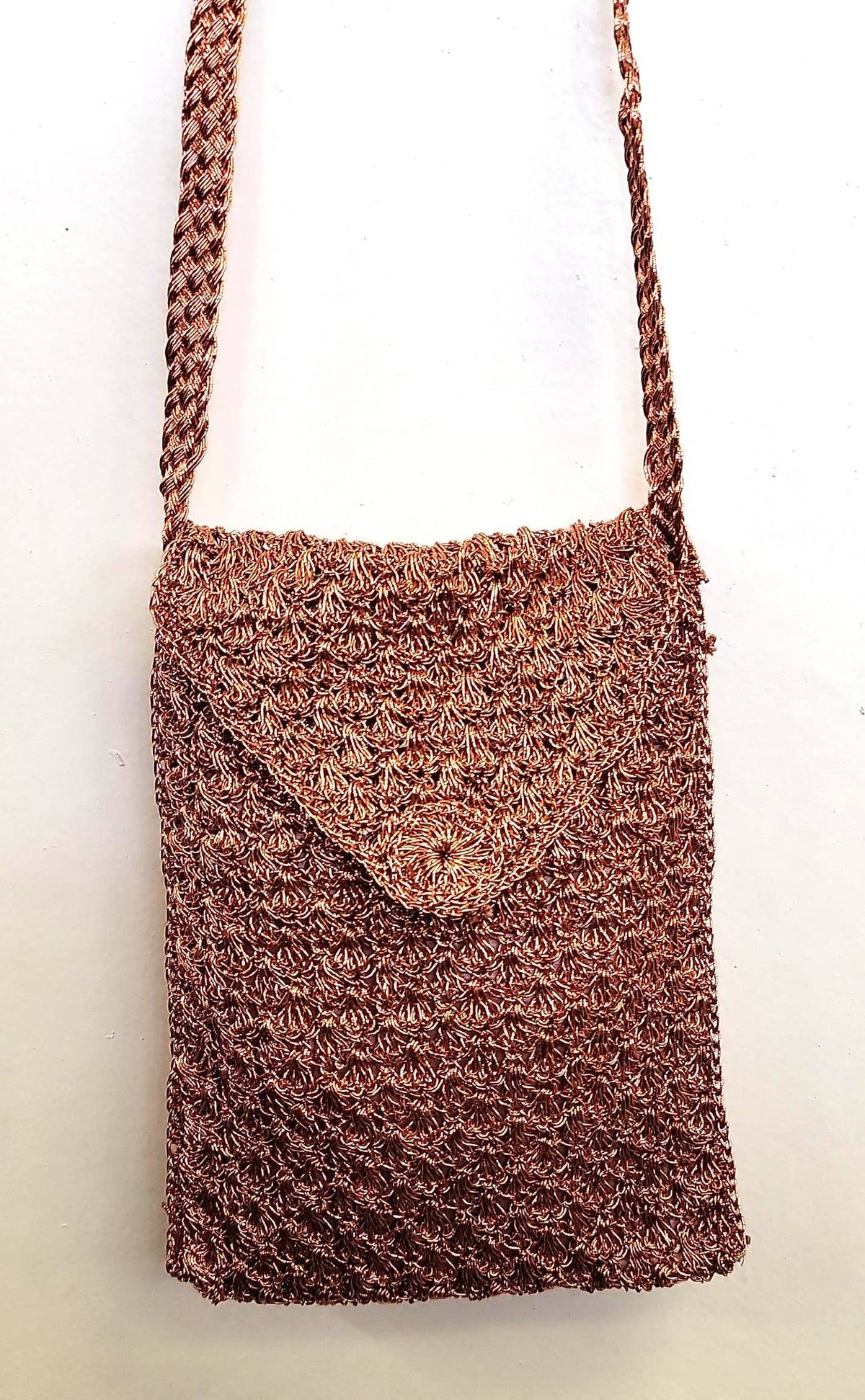 Ricki designs - Crochet Crossbody Bag - Metallic Flap over