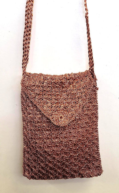 Ricki designs - Crochet Crossbody Bag - Metallic Flap over