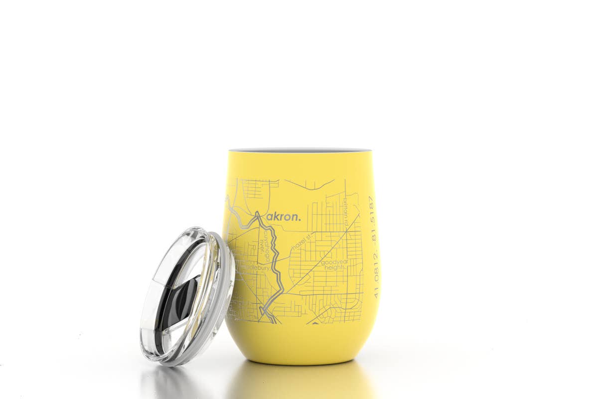 Well Told - Your Town Map 12 oz Insulated Wine Tumbler: White