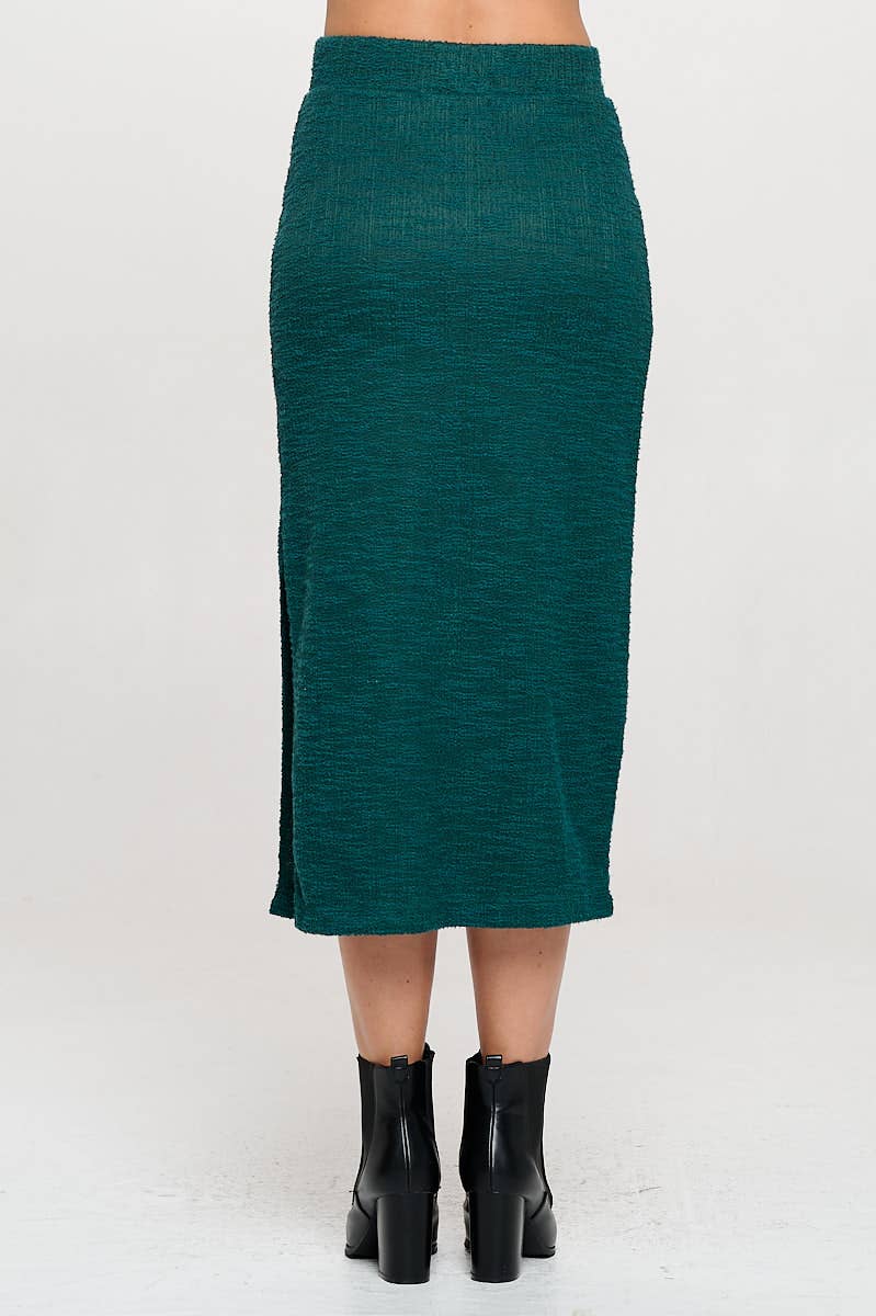 Renee C. - Made in USA Boude Knit Midi Skirt with Elastic Waistband