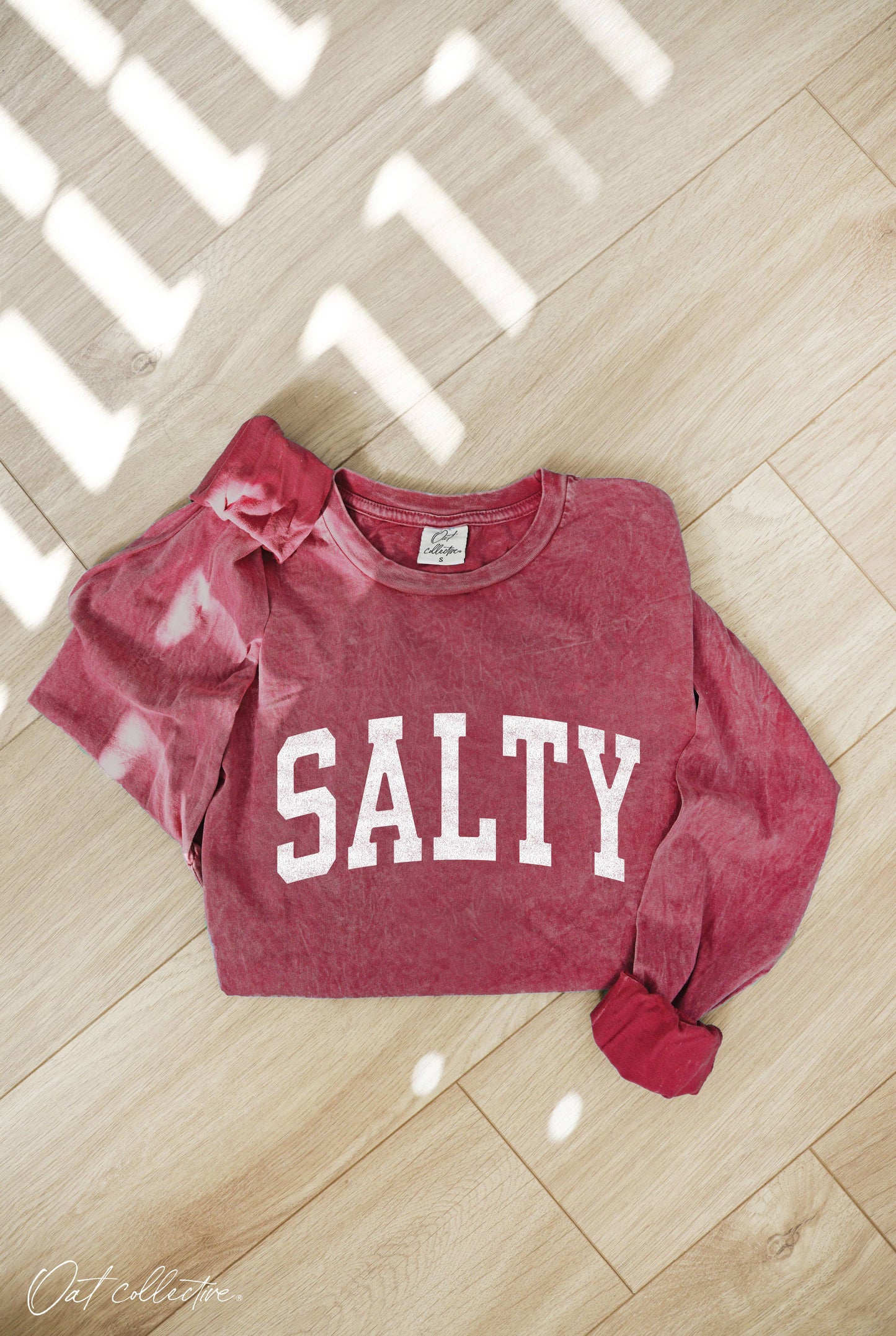 OAT COLLECTIVE - SALTY Mineral Washed Long Sleeve Graphic: STORM / M
