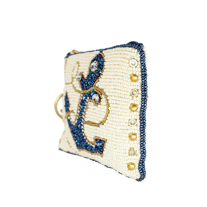 Mary Frances Accessories - Hooked Up Beaded Blue Anchor Sailor's Coin Purse
