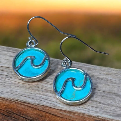 Jackie Gallagher Designs - Handmade Coastal Jewelry - Turquoise Wave Earring, sterling silver