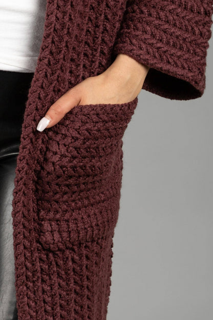 SAACHI - Long Sleeve Kimono Cable Knit Cardigan
