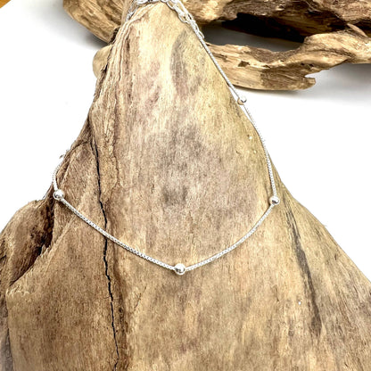 Jackie Gallagher Designs - Handmade Coastal Jewelry - Anklet Sterling silver beaded chain