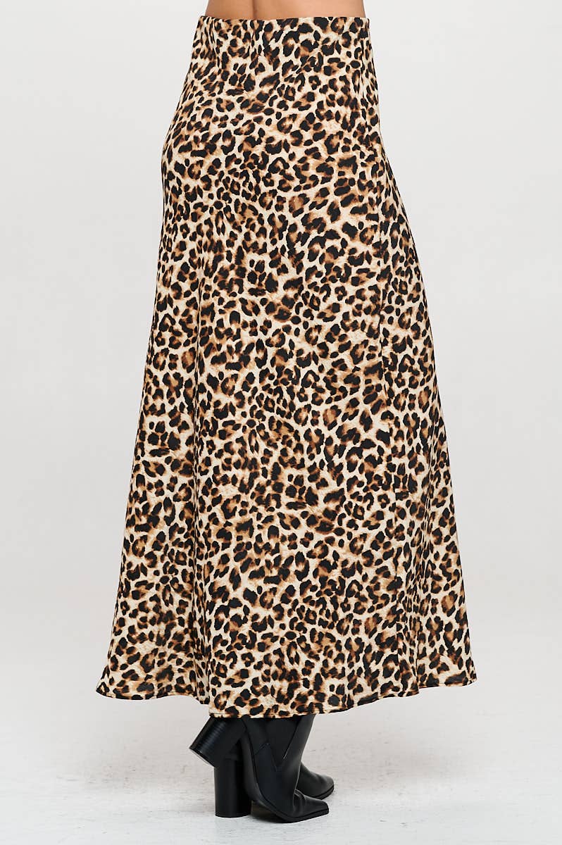 Renee C. - Made in USA Leopard Print Maxi Skirt w Elastic Waist