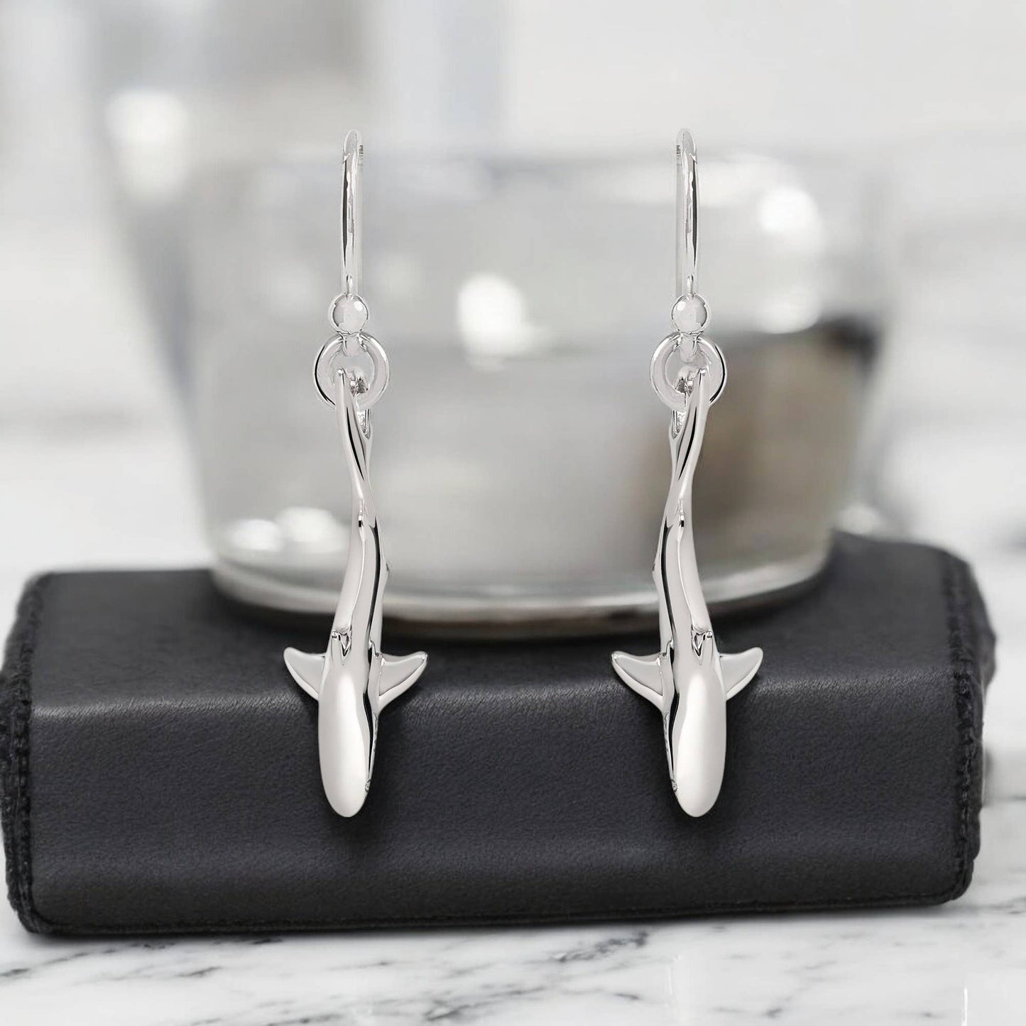 Big Blue by Roland St John - Shark Earrings for Women Sterling Silver- Shark Drop Earring