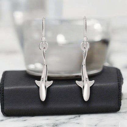 Big Blue by Roland St John - Shark Earrings for Women Sterling Silver- Shark Drop Earring