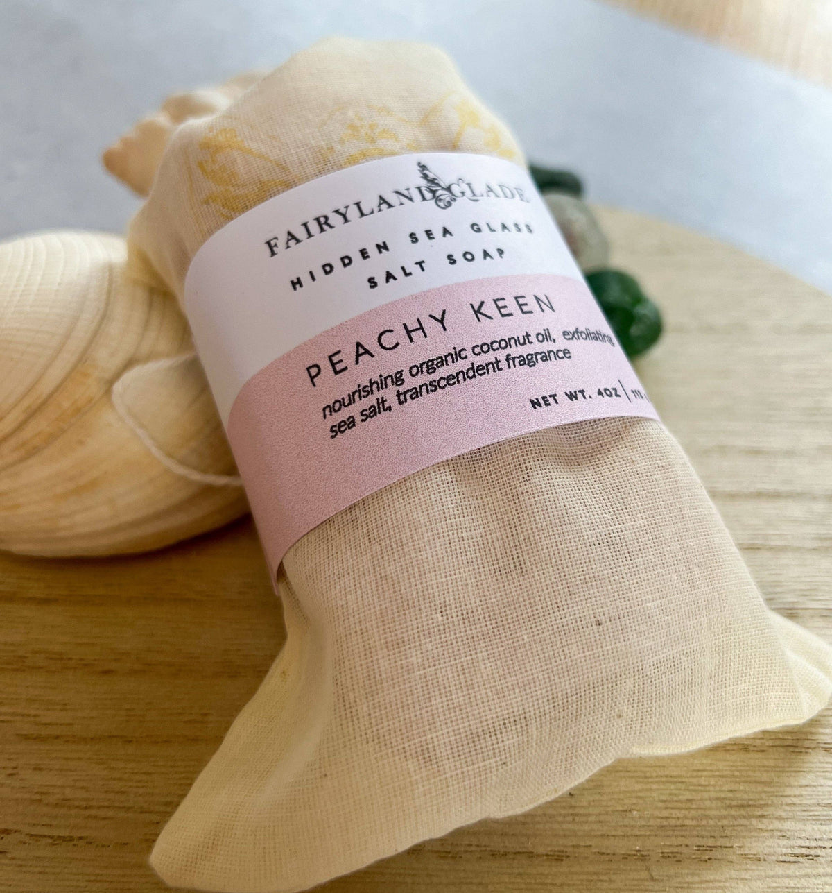 Fairyland Glade - Peachy Keen Hidden Sea Glass Sea Salt Soap MADE TO ORDER