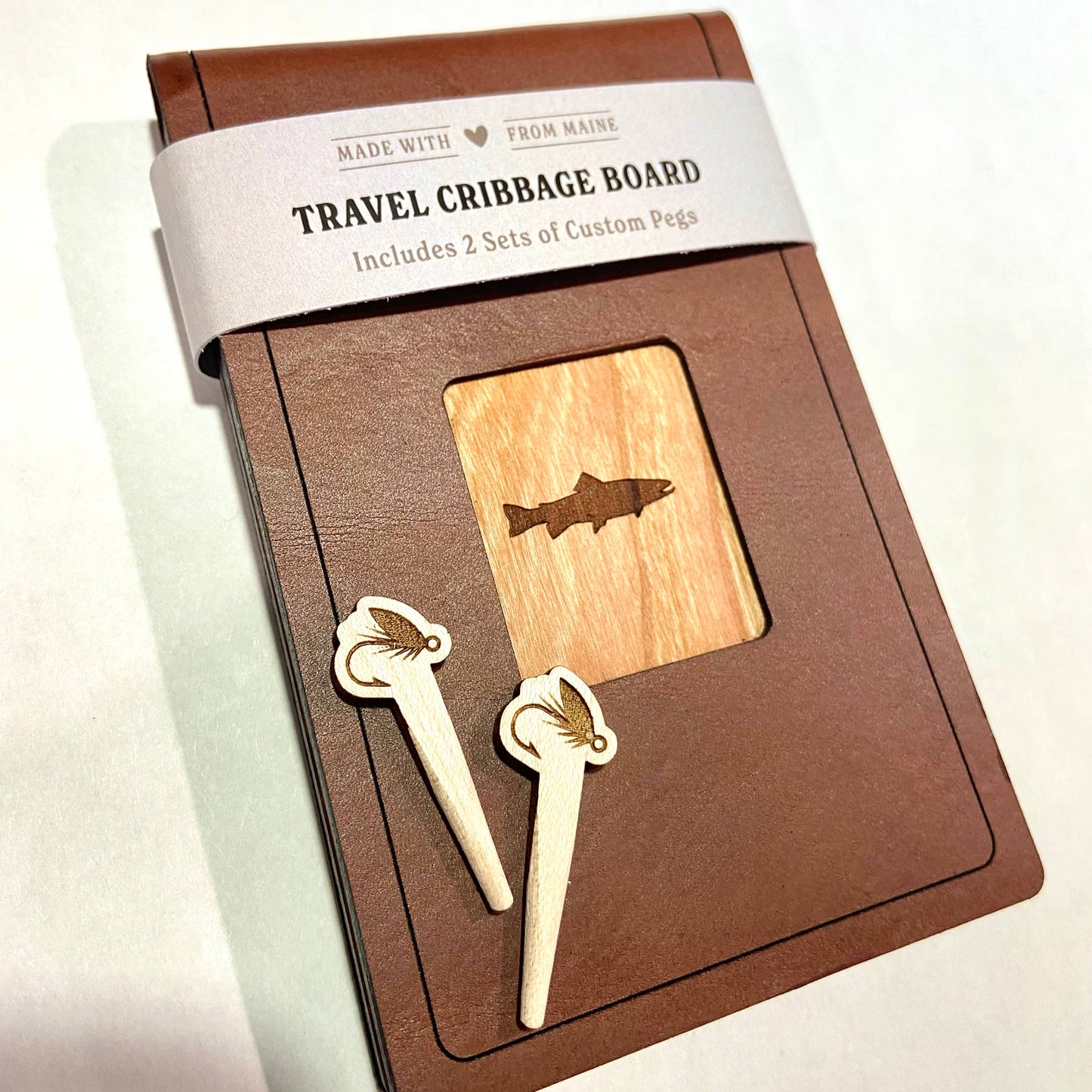Cast & Carve - Travel Cribbage Board - Custom Design with Unique Pegs: Check Customize Box Below to Share Details for your board / No Extra Engrave Inside Board