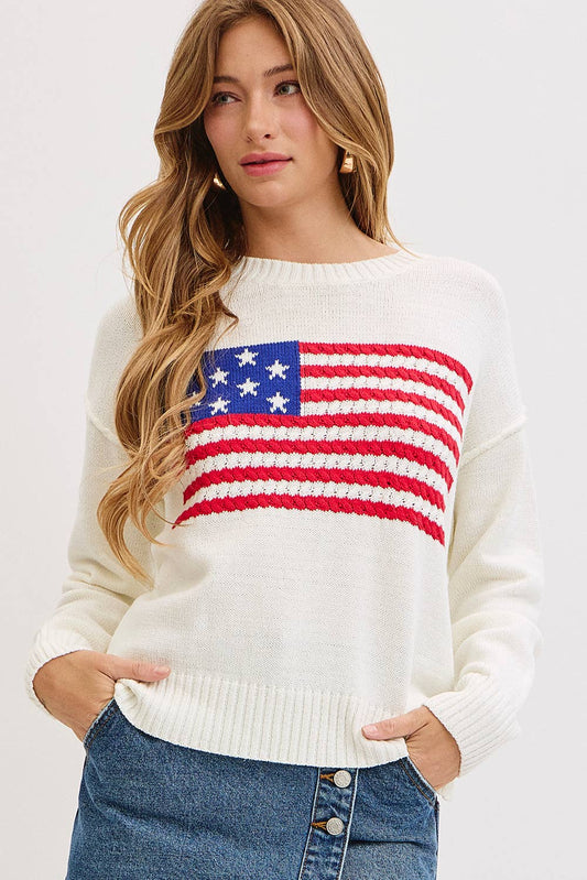 Sweet Lovely by Jen - AMERICAN FLAG SWEATER TOP