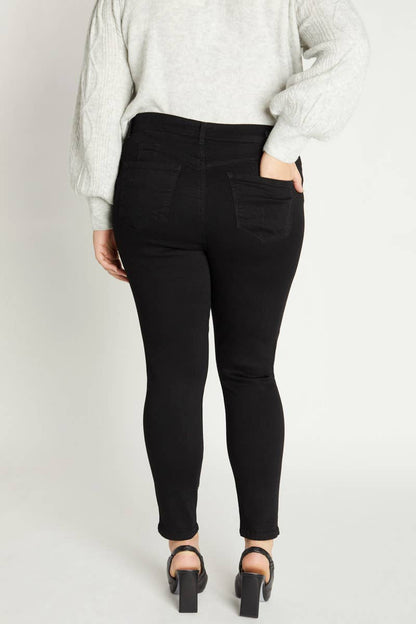 ENJEAN - EP3106XL Mid Rise Push Up Ankle Skinny: 1X / BLACK