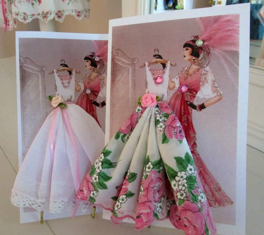 MOMENTS IN THYME - Art Deco Glamour Girl Dress Keepsake Hankie Card